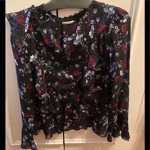 Erdem x H&M Floral Print 100% Silk Flounced Blouse